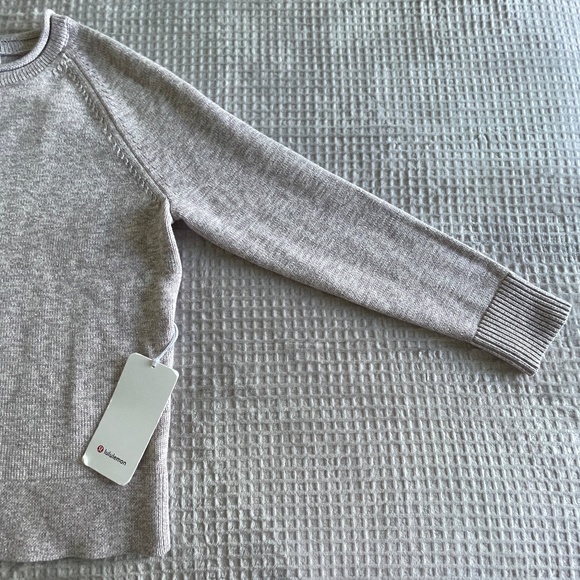 NWT Lululemon Boxy Cotton-Blend Sweater, Light Pink/Grey Heather, Medium - Picture 14 of 15